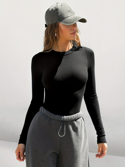 The Santa Monica Apparel™ | Sleek Stretch Crew-Neck Top