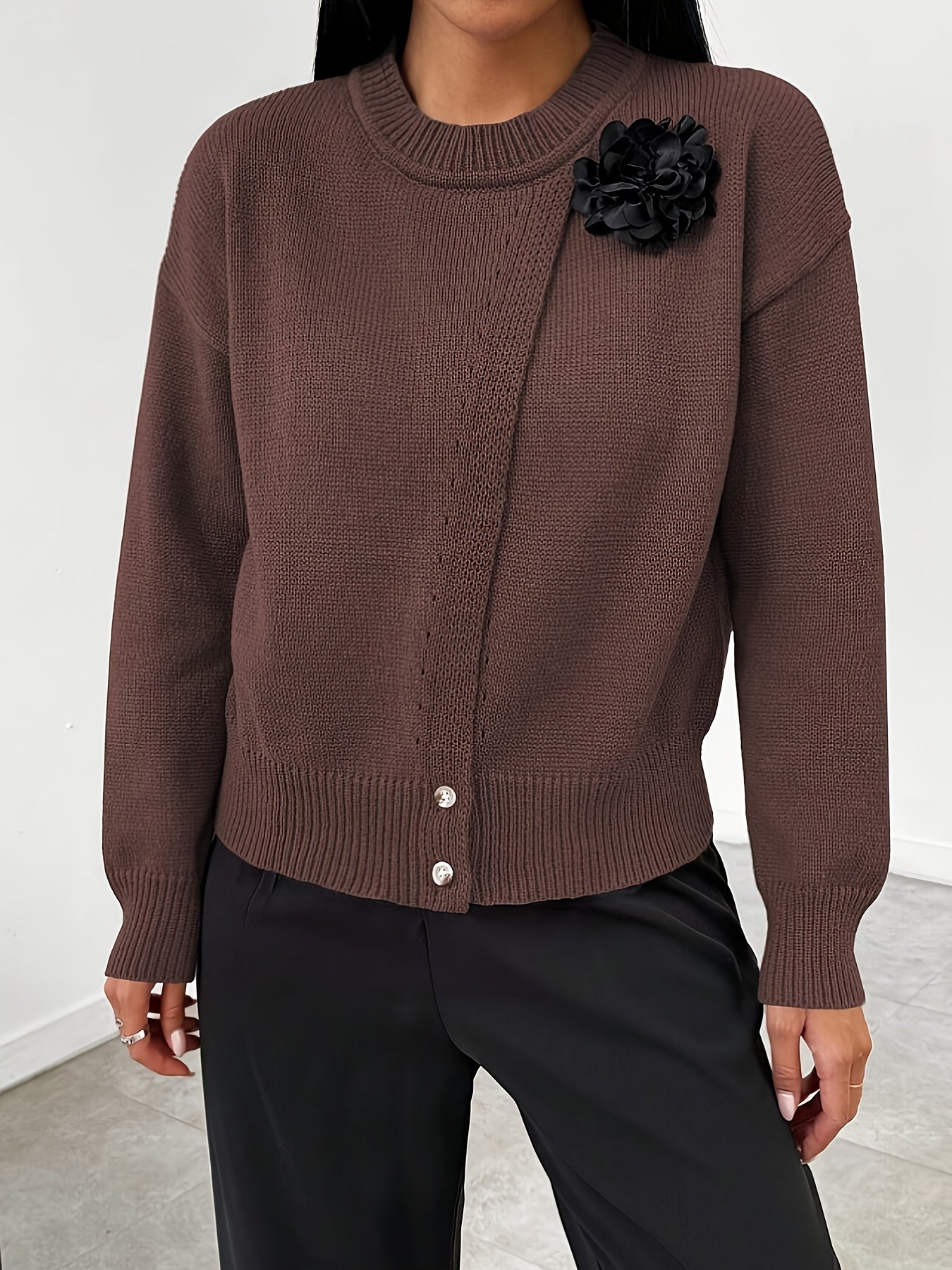 The Santa Monica Apparel™ | Polished Crewneck Button-Up Sweater