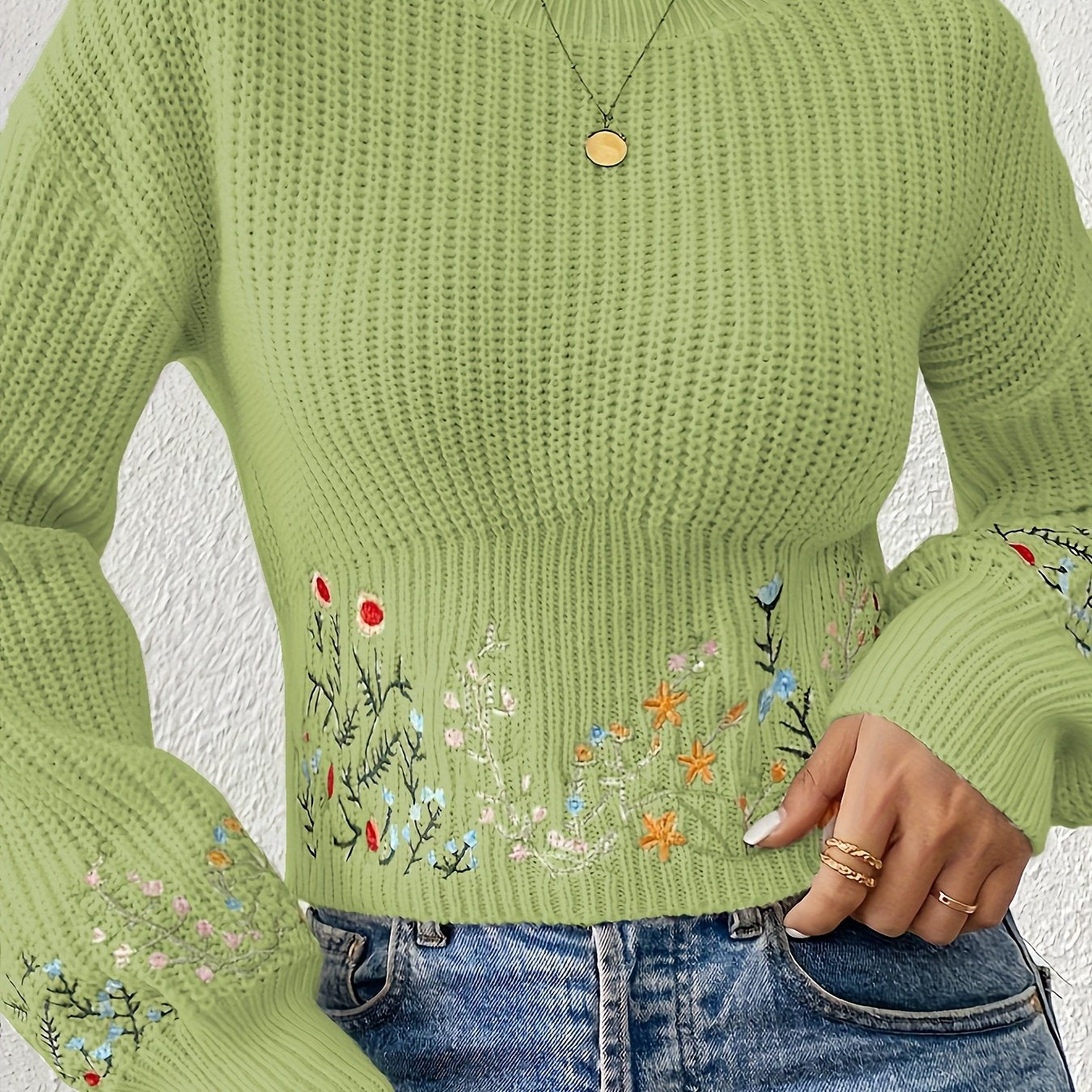 The Santa Monica Apparel™ | Ditsy Floral High-Neck Sweater