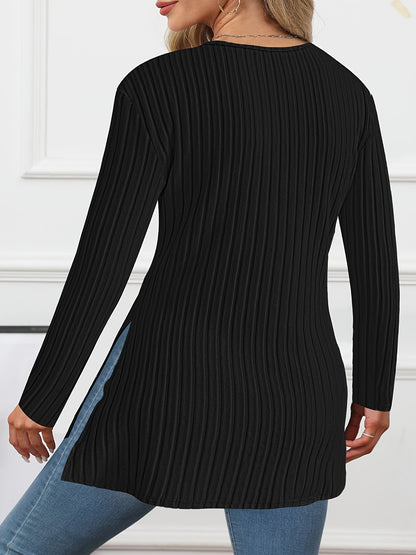 Ribbed Slit Top