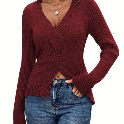 The Santa Monica Apparel™ | Y2K Cross-Detail V-Neck Pullover