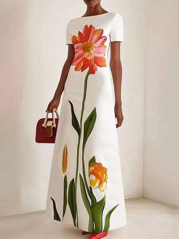 Elise Boat-Neck Maxi Dress