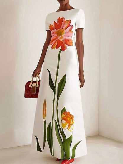 Elise Boat-Neck Maxi Dress