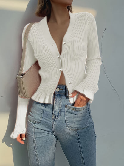 The Santa Monica Apparel™ | Elegant V-Neck Button Sweater