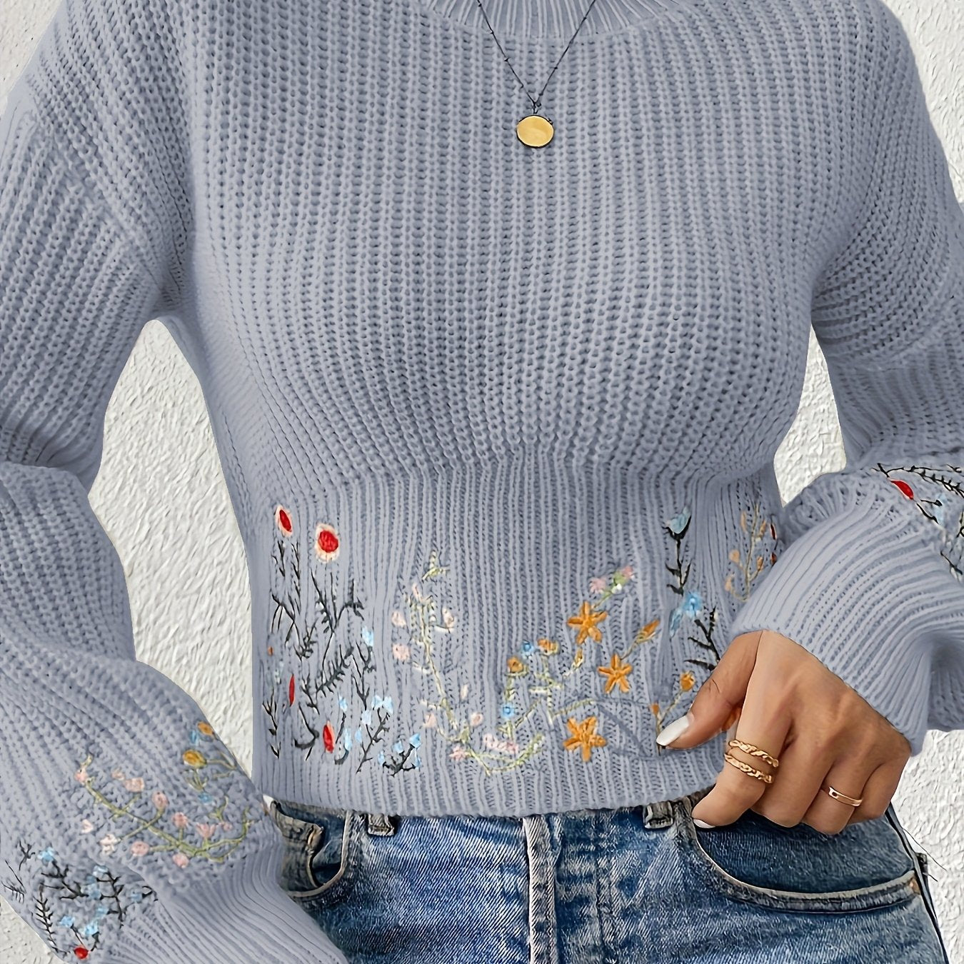 The Santa Monica Apparel™ | Ditsy Floral High-Neck Sweater