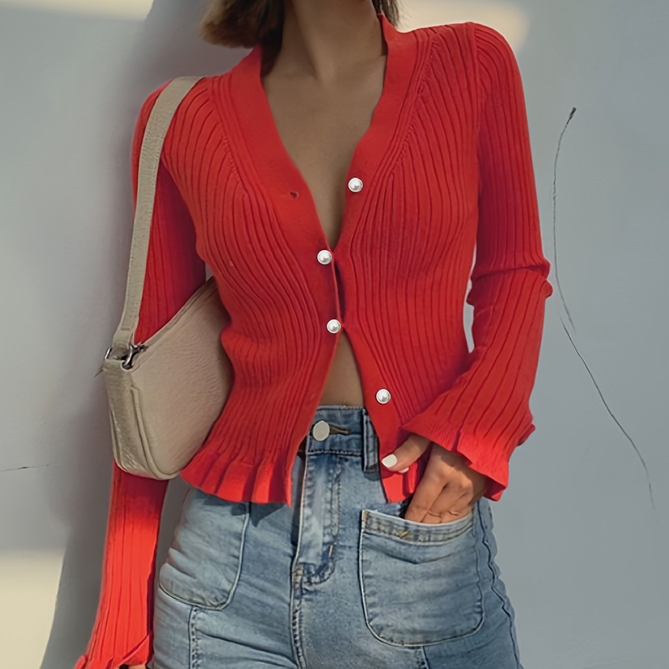 The Santa Monica Apparel™ | Elegant V-Neck Button Sweater