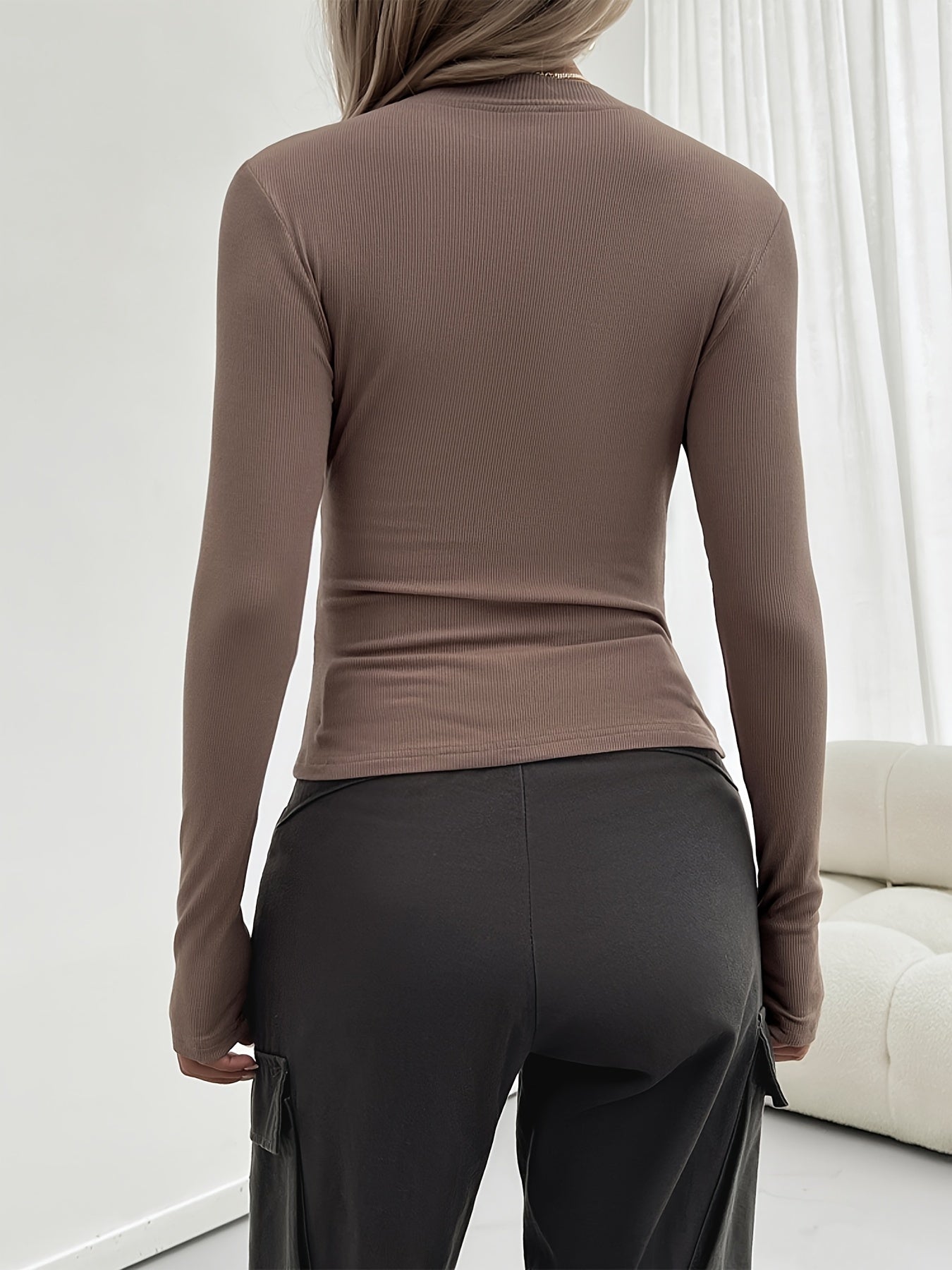 The Santa Monica Apparel™ | Ribbed Crew-Neck Long-Sleeve Top