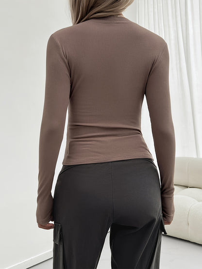 The Santa Monica Apparel™ | Ribbed Crew-Neck Long-Sleeve Top