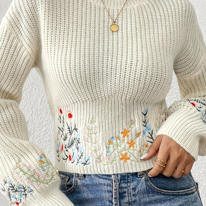 The Santa Monica Apparel™ | Ditsy Floral High-Neck Sweater