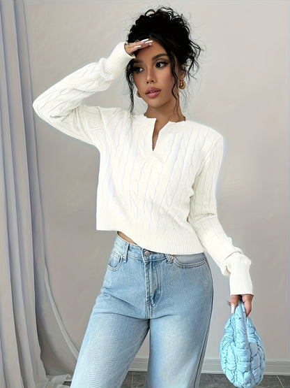 The Santa Monica Apparel™ | Elegant Notched-Collar Sweater