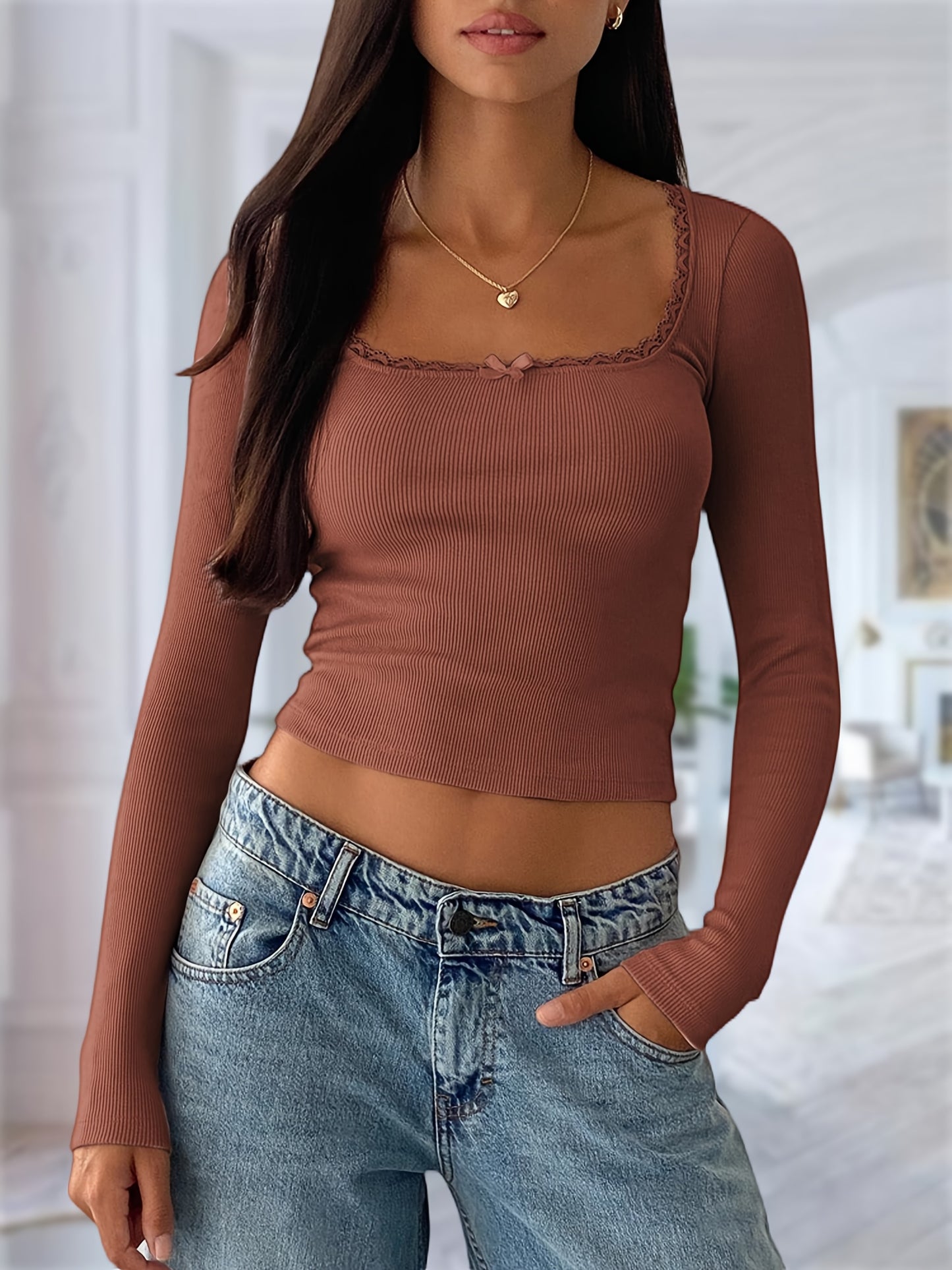 The Santa Monica Apparel™ | Bow-Detail Crew-Neck Top