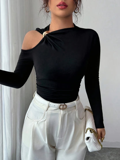 The Santa Monica Apparel™ | Grommet-Detail Crew-Neck Top