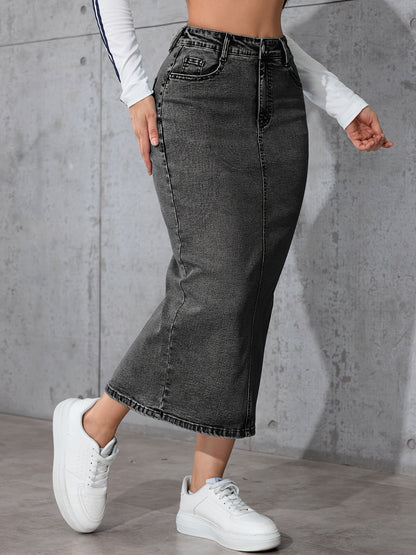 High-Waist Denim Skirt