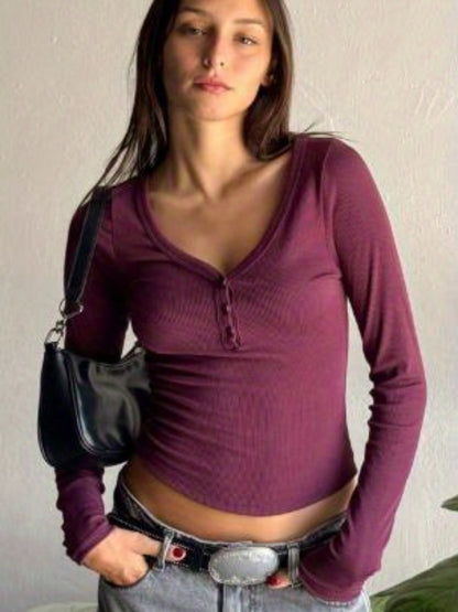 The Santa Monica Apparel™ | Button-Detail Fall Top