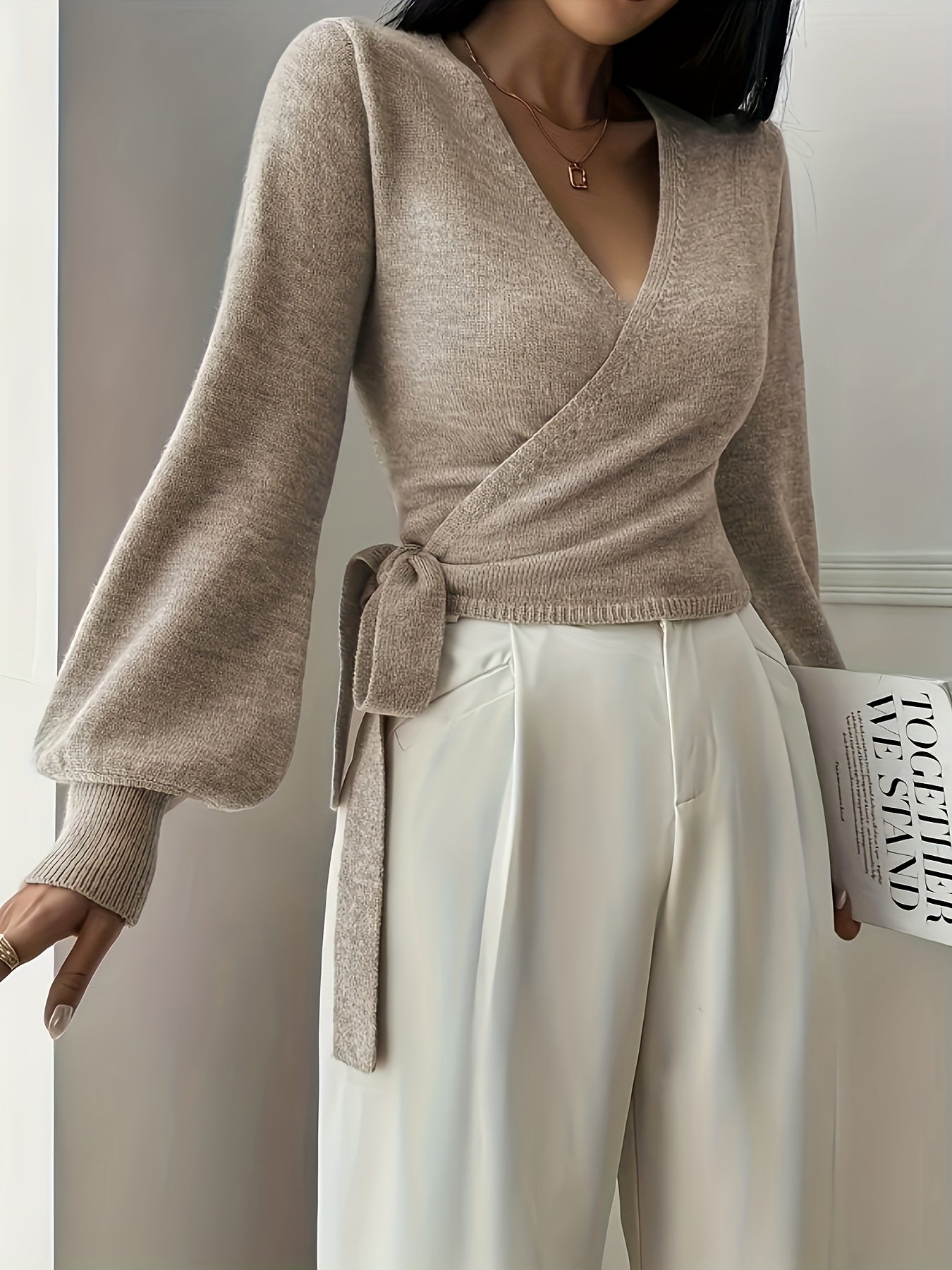 Asymmetric V-Neck Sweater