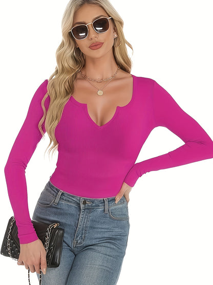 The Santa Monica Apparel™ | Ribbed V-Neck Long-Sleeve Top
